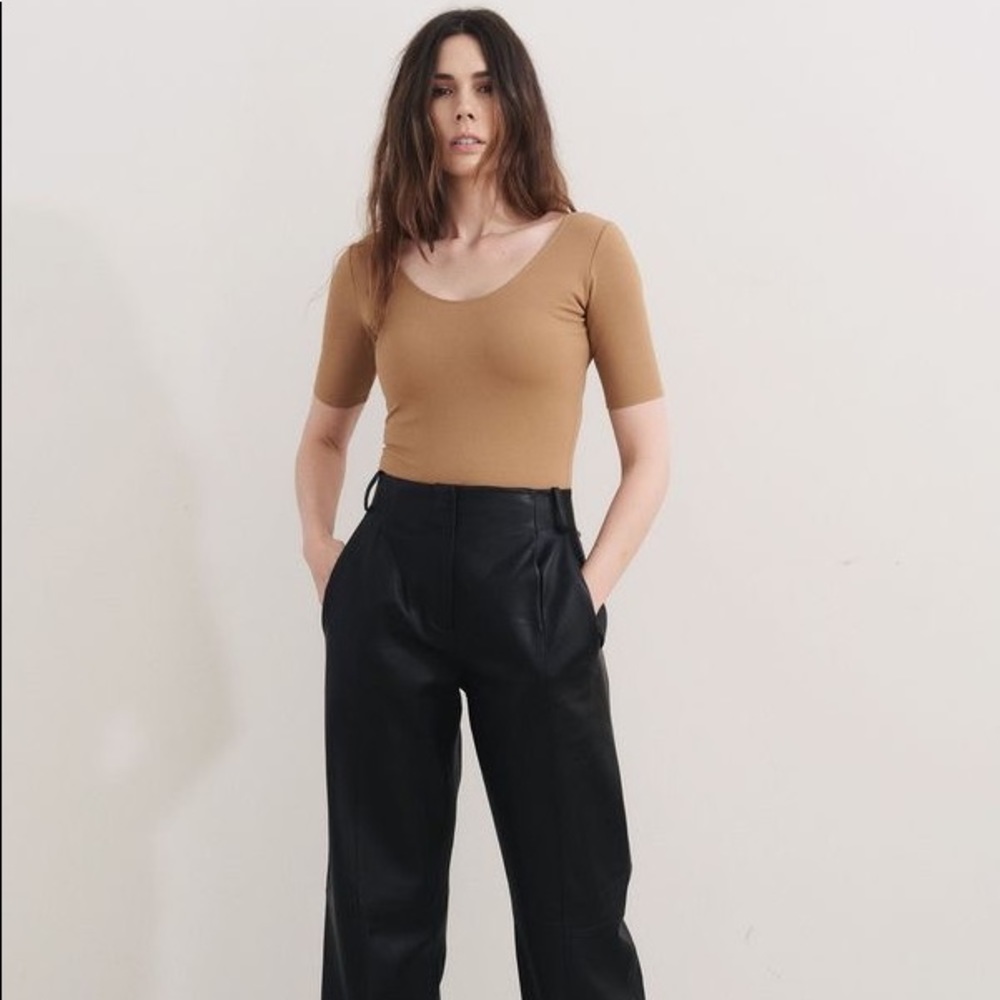 Maryam Nassir Zadeh Wave Leotard in Camel. Size 0.